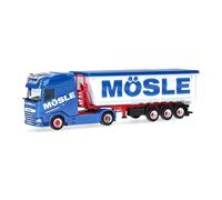Herpa Miniatura del camión DAF XG+ Stahlmulden-Sattelzug Mösle, Escala 1/87, maqueta de colleción, modelismo, Modelo aleman, Figura plástico