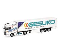 Herpa Miniatura del camión DAF XG tráiler frigorífico GESUKO, tractora con grúa de Carga y estabilizador Trasero, Escala 1/87, maqueta de colección, modelismo, Modelo alemán, Figura plástico