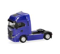 Herpa Miniatura del camión Iveco S-Way Facelift, tractora rígida de 2 Ejes, Azul ultramarino, Escala 1:87, maqueta de colección, modelismo, Modelo alemán, Figura de plástico