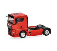 Herpa Miniatura del camión Man TGX GN Cabeza tractora 2 Ejes, Rojo, Escala 1/87, maqueta de colección, modelismo, Modelo alemán, Figura plástico