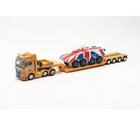 herpa Miniatura del camión Man TGX GX 6x2 Tractora semirremolque de Plataforma Baja con GTK Boxer Inglaterra Spedition Steinle, Escala 1/87, modelismo, Modelo aleman, Figura plástico