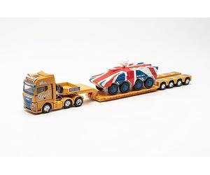 herpa Miniatura del camión Man TGX GX 6x2 Tractora semirremolque de Plataforma Baja con GTK Boxer Inglaterra Spedition Steinle, Escala 1/87, modelismo, Modelo aleman, Figura plástico