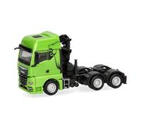 Herpa Miniatura del camión Man TGX GX Cabeza tractora con grúa 3 Ejes, Verde, Escala 1/87, maqueta de colleción, modelismo, Modelo aleman, Figura plástico