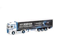 Herpa Miniatura del camión Man TGX GX semirremolque con Lona corredera Spedition Höhner/Wir bewegen Deutschland, Escala 1/87, maqueta de colección, modelismo, Modelo alemán, Figura plástico