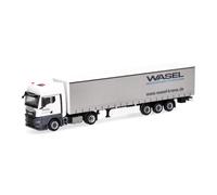 Herpa Miniatura del camión Man TGX GX tractora con semirremolque de Lona corredera Wasel, Escala 1:87, maqueta de colleción, modelismo, Modelo aleman, Figura plástico