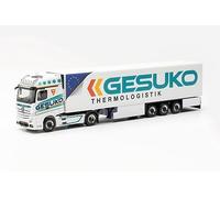 herpa Miniatura del camión Mercedes-Benz Actros Gigaspace '18 semirremolque frigorífica GESUKO, Escala 1/87, maqueta de colleción, modelismo, Modelo aleman, Figura plástico