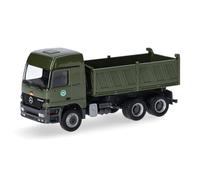 Herpa Miniatura del camión Mercedes-Benz Actros L 96 volquete de construcción Bundeswehr/despliegue en el Extranjero, Escala 1/87, maqueta de colleción, modelismo, Modelo aleman, Figura plástico