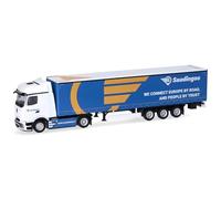 Herpa Miniatura del camión Mercedes-Benz Actros L ProCabin BigSpace tractora con Lona corredera Saudingo, Escala 1/87, maqueta de colleción, modelismo, Modelo aleman, Figura plástico