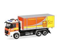 Herpa Miniatura del camión Mercedes-Benz Arocs M camión portacontenedor de Gancho 3 Ejes Bomberos de Paderborn, Escala 1/87, maqueta de colleción, modelismo, Modelo aleman, Figura plástico