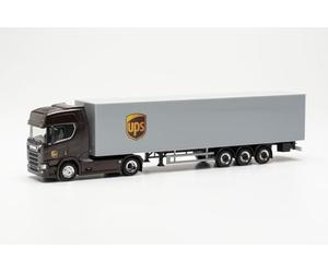 Herpa Miniatura del camión Scania CR 20 HD mit zwei Koffer-Aufliegern UPS Spanien (Spanien/Madrid), Escala 1/87, maqueta de colleción, modelismo, Modelo aleman, Figura plástico