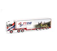Herpa Miniatura del camión Scania CS 20 HD (6x2) Volumen-Sattelzug Tide Spedition, Escala 1/87, maqueta de colleción, modelismo, Modelo aleman, Figura plástico