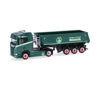 Herpa Miniatura del camión Scania CS 20 ND semirremolque con bañera Redonda Latussek, Escala 1/87, maqueta de colección, modelismo, Modelo alemán, Figura plástico