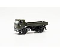 Herpa Miniatura del camión volquete trilateral Mercedes-Benz Axor Bundeswehr, Escala 1/87, maqueta de colleción, modelismo, Modelo aleman, Figura plástico