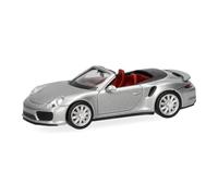 Herpa Miniatura del Coche Porsche 911 (991) Turbo Cabrio, Plata dolomita, Escala 1:87, maqueta de colección, modelismo, Modelo alemán, Figura de plástico