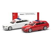 Herpa MiniKit de construcción para Mercedes Benz Clase C Combi con Barra de Advertencia (2 Unidades), Miniatura a Escala 1:87, Kit para maquetas, de plástico