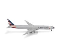 herpa Modelo de avión American Airlines Boeing 777-300ER - N736AT, Miniatura a Escala 1:500, Pieza de colección, Modelo sin Base, Metal