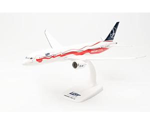 Herpa Modelo de avión Boeing 787-9 Lot Polish Airlines Proud of Poland‘s Independence Escala 1:200 - Snap-Fit, Pieza de coleccionista, avión con Soporte de plástico