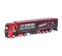 herpa Modelo de camión Man TGX GX Remolque con Lona corredera Genthner/Wir bewegen Deutschland, Miniatura a Escala 1:87, Artículo de colección, Plástico
