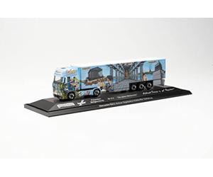 Herpa Modelo de camión Mercedes-Benz Actros Historia Universal n° 3.2 Schumacher, Fiel a su Escala de 1:87, Miniatura de camión para dioramas, modelismo, Pieza de colección, decoración, de plástico