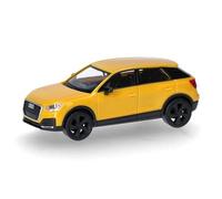 Herpa Modelo de Coche Audi Q2, Amarillo Vegas, Miniatura a Escala 1:87, Pieza de colección, Fabricado en Alemania, Modelo de plástico