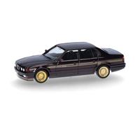 herpa Modelo de Coche BMW Alpina B11 3.5, Decorado en Oro, Miniatura a Escala 1:87, artículo de colección, Modelo de plástico, Color: Rojo Burdeos