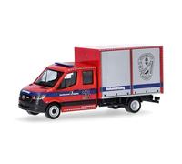 herpa Modelo de Coche Mercedes-Benz Sprinter 18 Furgón Bomberos de Augsburgo (Baviera/Augsburgo), Miniatura a Escala 1:87, Pieza de colección, Fabricado en Alemania, Modelo de plástico