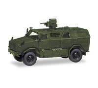 Herpa Modelo Militar de vehículo de Transporte de protección Total (ATF Dingo) con FLW 100, Miniatura a Escala 1:87, sin cordón, Coleccionable, Fabricado en Alemania, plástico