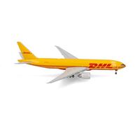 Herpa Modelo reducido avión DHL Aviation Boeing 777F, Miniatura a Escala 1:500, Pieza de colección, Modelo de avión sin Base, Metal