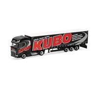 Herpa Modelo reducido camión DAF XG+ tráiler lonado Kubo, Miniatura a Escala 1:87, Pieza de colección, Made in Germany, plástico
