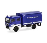 Herpa Modelo reducido camión Man TGM MzKW THW, Miniatura a Escala 1:87, Pieza de colección, Made in Germany, plástico