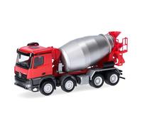 Herpa Modelo reducido camión Mercedes-Benz Arocs M hormigonera 4 Ejes, Rojo/Plata, Miniatura a Escala 1:87, Pieza de colección, Made in Germany, plástico