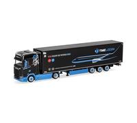 Herpa Modelo reducido camión Scania CS 20 HD tráiler frigorífico timelog24, Miniatura a Escala 1:87, Pieza de colección, Made in Germany, plástico