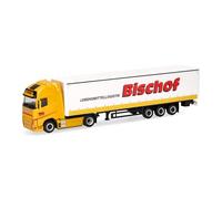 Herpa Modelo reducido camión Volvo FH GL XL eléctrico tráiler lonado con Laterales Bischof, Miniatura a Escala 1:87, Pieza de colección, Made in Germany, plástico