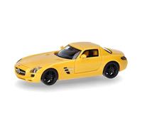 Herpa Modelo reducido Coche Mercedes-Benz SLS AMG, Solar Beam, Miniatura a Escala 1:87, Pieza de colección, Made in Germany, Modelo de plástico