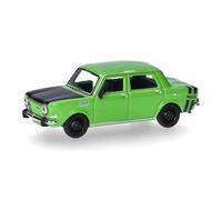 Herpa Modelo reducido Coche Simca Rallye II, Verde-Amarillo, Miniatura a Escala 1:87, Pieza de colección, Made in Germany, Modelo de plástico