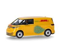 Herpa Modelo reducido Coche VW ID. Buzz Cargo DHL, Miniatura a Escala 1:87, Pieza de colección, Made in Germany, Modelo de plástico