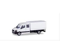 herpa Modelos 013499 Minikit: Mercedes-Benz Sprinter Nueva Cabina Doble con Plataforma en Miniatura, Blanca, S
