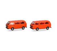 herpa Montaje MiniKit VW T3 Bus, Rojo/Naranja Brillante, 2, Miniatura a Escala 1:87, Pieza de colección, Kit de modelismo, plástico Modelo de vehículo, Small Sizes (013093-006)