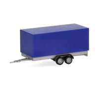 Herpa Remolque para Coche con Lona 2 Ejes, Azul Ultramar, Miniatura a Escala 1:87, Pieza de colección, Made in Germany, Modelo de plástico