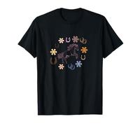 Herradura de la suerte de caballo rosa floral estética occidental Camiseta