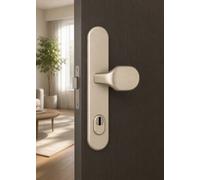Herraje de seguridad para puerta ABUS HLZS814 F2, de níquel plateado, redondo, con protección para el cilindro.