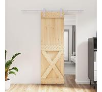 Herraje Puerta Corredera, Puerta corredera con herrajes madera maciza de pino 70x210 cm Puertas Correderas para Puertas Correderas con Guía de Suelo