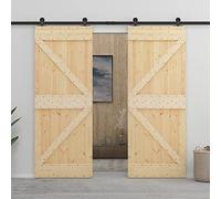 Herraje Puerta Corredera, Puerta corredera con herrajes madera maciza de pino 80x210 cm Puertas Correderas para Puertas Correderas con Guía de Suelo