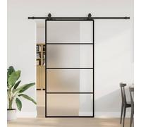 Herraje Puerta Corredera, Puerta corredera con herrajes negro 102x205 cm ESG vidrio Puertas Correderas para Puertas Correderas con Guía de Suelo