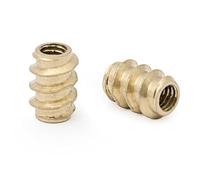 HERRAJES ALK - TUERCA EMBUTIR LATON ROSCA MADERA d7X10 M4 IDEAL P/POMOS Y TIRADORES DE MADERA.. 100 unidades