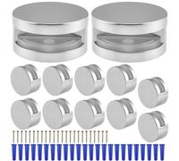 Herrajes de montaje de espejos Soportes Redondos de Herrajes para Vidrio | Clips para Montaje de Espejos en Placa de Yeso para Hogar Oficina Apartamento Dormitorio Lavandería Baño Cocina Entrada