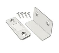 Herrajes de seguridad de perfil bajo, cierre magnético para puerta, acero ultrafino de 1.6 x 0.6 pulgadas con respaldo autoadhesivo, pestillo invisible, fuerza magnética con acabado inoxidable