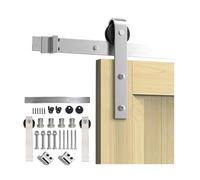 Herrajes for puerta de granero con riel de montaje lateral, kit de montaje en pared de acero inoxidable de alta resistencia, colgador de rodillo con base(183cm track)