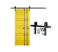 Herrajes for puerta de granero con riel lateral, riel interior de acero resistente con guía de piso con pestillo y manija, deslizamiento suave y silencioso(250cm track)