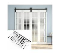 Herrajes for riel tipo caja, con guía de piso y pestillo con manija, kit de montaje en pared for riel de puerta de granero de acero al carbono, apto for uso interior y exterior.(275cm orbit)